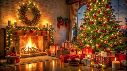 Fototapeta premium Captivating Christmas Cheer Portraits with Festive Elements and Warm Tones for Holiday Joy