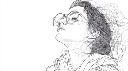Fototapeta premium Continuous Line Art Illustration of a Woman's Profile