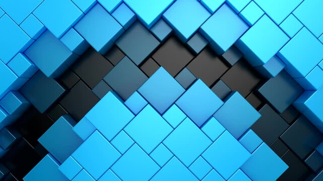Cubes Form a Wave. Abstract motion, two color, 3d rendering, 4k resolution
