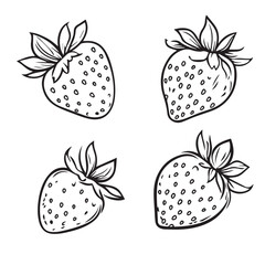 Strawberries In cartoon, hand-drawn flat style. image for social media, websites and UI. Isolated 2D vector design in logo, icon, sketch style, simple line vector, single color. AI Generative Art.