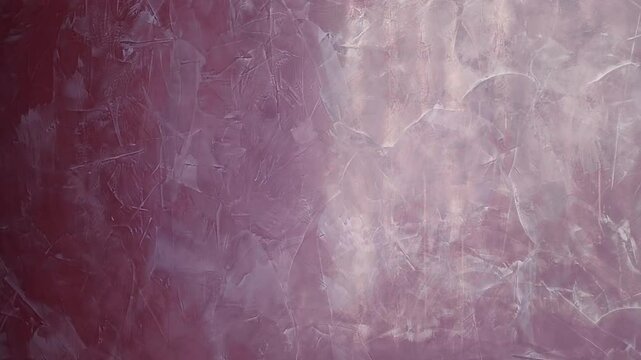 Wall with beautiful red Venetian plaster with characteristic texture, pattern structure and light reflections from the window. Shot in motion