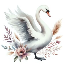 Fototapeta premium Graceful Swan in Serene Waters 