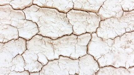 Close-up of cracked white dry earth.