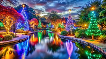 Christmas Lights Display at Houston Zoo - Enchanting Holiday Landscape Photography