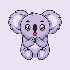 Obraz premium Cute Koala Cartoon Vector Illustration. Surprised Animal Concept Vector Isolated. Flat Cartoon Style