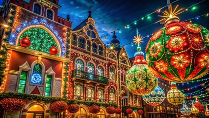 Naklejka premium Christmas Ornaments Drawings in Architectural Style for Festive Decor Inspiration
