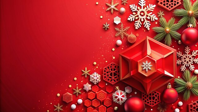 Christmas Red Hex Pattern with Copy Space for Festive Holiday Designs and Decorations
