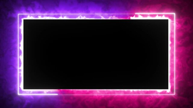 neon border frame, pink purple glowing border, rectangle, square, frame, black screen frame, border black screen, glowing frame, glowing border