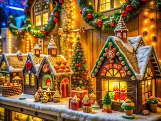 Christmas Storefront with Festive Food Displays and Holiday Decorations for Seasonal Marketing