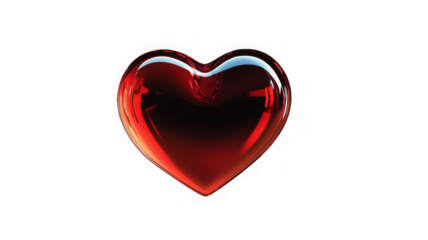 Glass transparent isolated heart. Realistic soap bubble in the shape of a heart, glare, light and sparkles. Glossy holographic chrome futuristic decoration element.