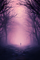 Fototapeta premium purple foggy night, purple fog