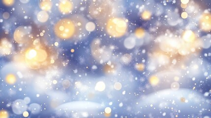 Fototapeta premium Abstract blurred background, bokeh. Defocused background. Winter, snow, dark blue color. Sunlight. Copyspace, background for postcard, banner.