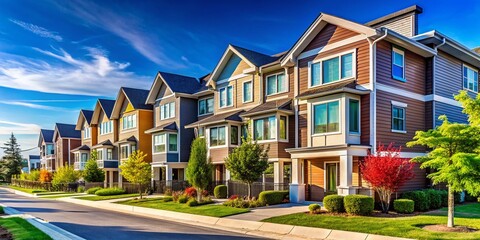 Obraz premium Contemporary Townhouses in Suburban Neighborhood for Real Estate Marketing