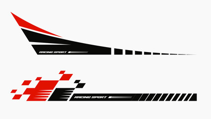 Set of simple car stripes. Car race stripes. Racing sticker design. Graphic sport decal vinyl element. Automobile decoration. Racing design vector