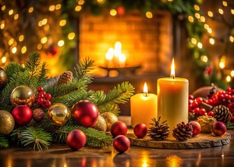 Cozy Candle Christmas Decorations in Low Light for Festive Ambiance and Warmth