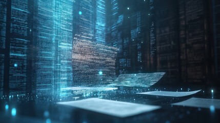 Artificial Intelligence in Document Analysis, the role of artificial intelligence in document analysis with an image portraying machine learning algorithms extracting data from unstructured documents