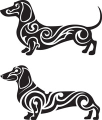Dachshund Dog Stylized Tribal Vector Set