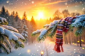 Cozy Christmas Scarf in a Winter Wonderland Landscape Photography