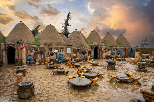 Harran, Turkey - March 07, 2019 : Typical Harran Village Houses view in Turkey