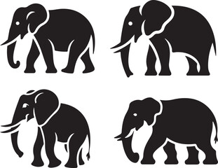 Elephant Silhouette Vector Graphic Set