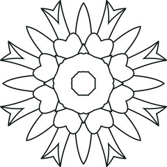 Simple Flower Mandala Tattoo Circular Pattern in Form of Mandala With Flower for Henna, Mehndi, Tattoo, Decoration Decorative Ornament in Ethnic Oriental Style.