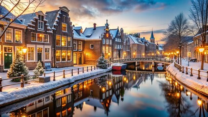 Enchanting Christmas in the Netherlands: Panoramic Winter Wonderland with Festive Lights