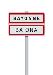 Panneau d'entr&eacute;e de la ville de Bayonne, Baiona en basque (Pyr&eacute;n&eacute;es-Atlantiques) en vectoriel