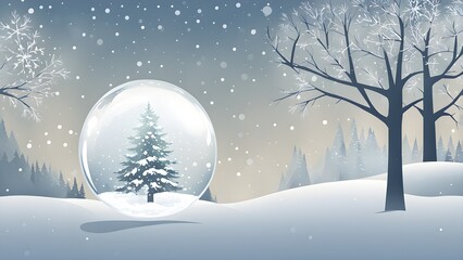 Fototapeta premium Abstract snow globe with only the faint silhouette of a winter landscape inside