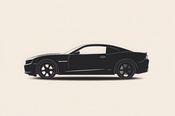 Obraz premium This artwork features a clean and minimalist silhouette of a stylish car, emphasizing its sleek lines and modern design. The neutral background enhances its elegant appearance.