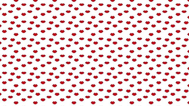 Pixel Art Red Sensual Gamer Cartoon Animation of Lips and Kiss Cartoon Pattern on a White background. ideal for dynamic retro gamer funky visual projects, disco designs, love lips