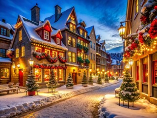 Obraz premium Festive Christmas Architecture: Holiday Cheer in Urban Settings