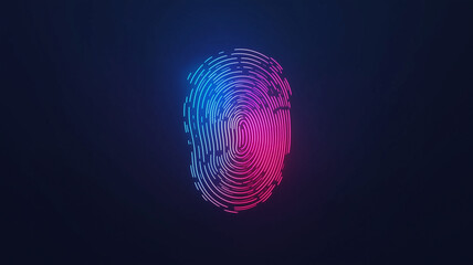 fingerprint icon with glowing lines and circles.