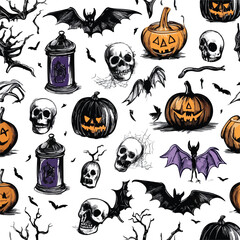 Obraz premium Vibrant Halloween Elements Illustration for Festive Designs