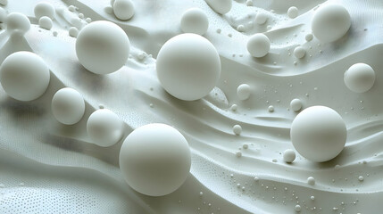 Abstract 3D White Spheres on a Wavy Surface Illustration
