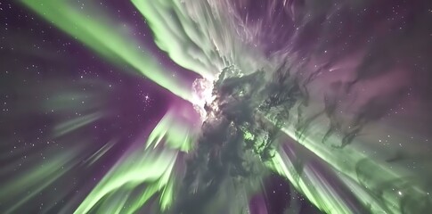 A mesmerizing display of colorful auroras in a cosmic setting.