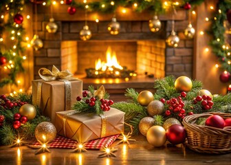 Festive Christmas Portrait Photography with Warm Holiday Decor and Cheerful Atmosphere for Seasonal Celebrations