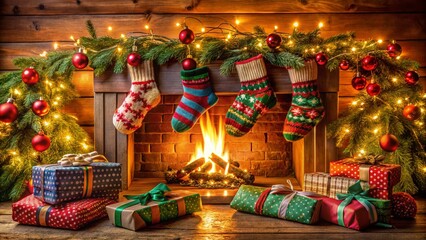 Fototapeta premium Festive Christmas Sock Clipart for Holiday Decor and Crafts