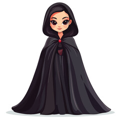 Naklejka premium Elegant Vampire Woman in Traditional Vampire Cloak Vector Illustration