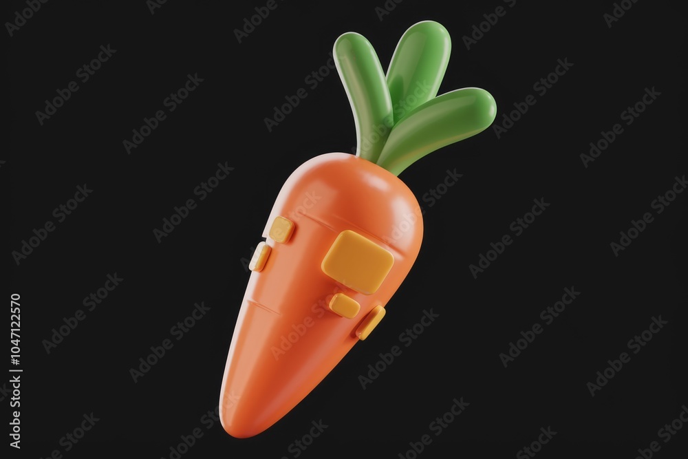 Aufkleber a 3d rendering of a cartoon carrot with a yellow patch.