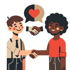 unity in diversity cartoon with people shaking hands