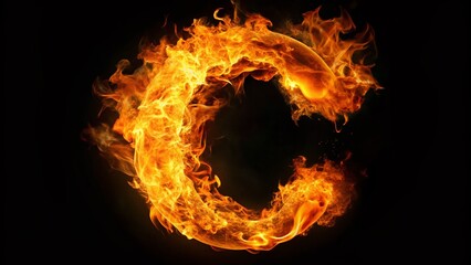 Fiery Letter C in Flames - Dynamic and Intense Visual for Creative Projects