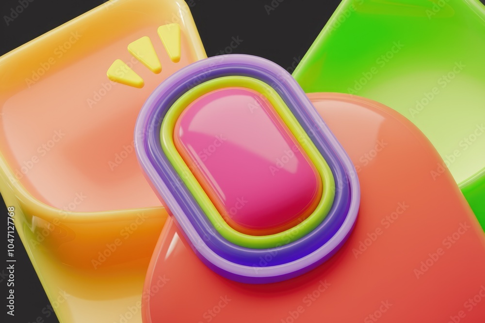 Aufkleber abstract colorful 3d shapes with vibrant colors and glossy finish.