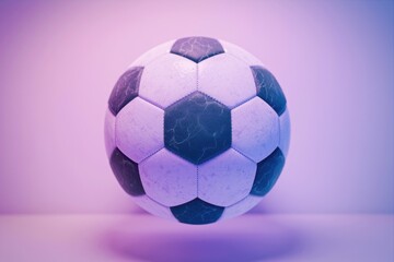 Fototapeta premium A classic white and black soccer ball with a textured surface.