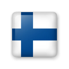 Obraz premium Finland flag glass icon. Square vector element with shadow. Best for mobile apps, UI and web design.