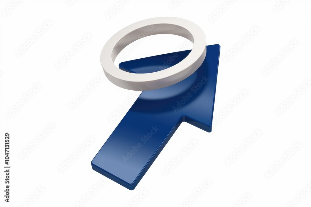 Poster a blue arrow pointing upwards with a white ring on top symbolizing progress and growth.