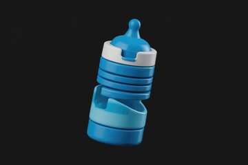 Fototapeta premium A 3D rendered image of a blue baby bottle with a white rim.