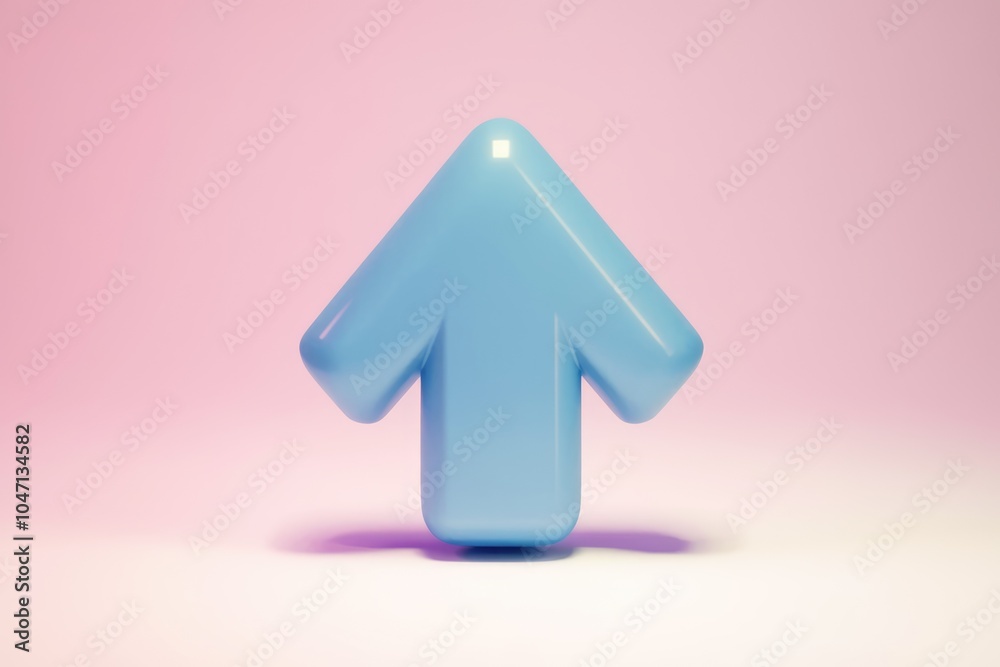Poster a 3d blue arrow pointing upwards rendered against a gradient background.
