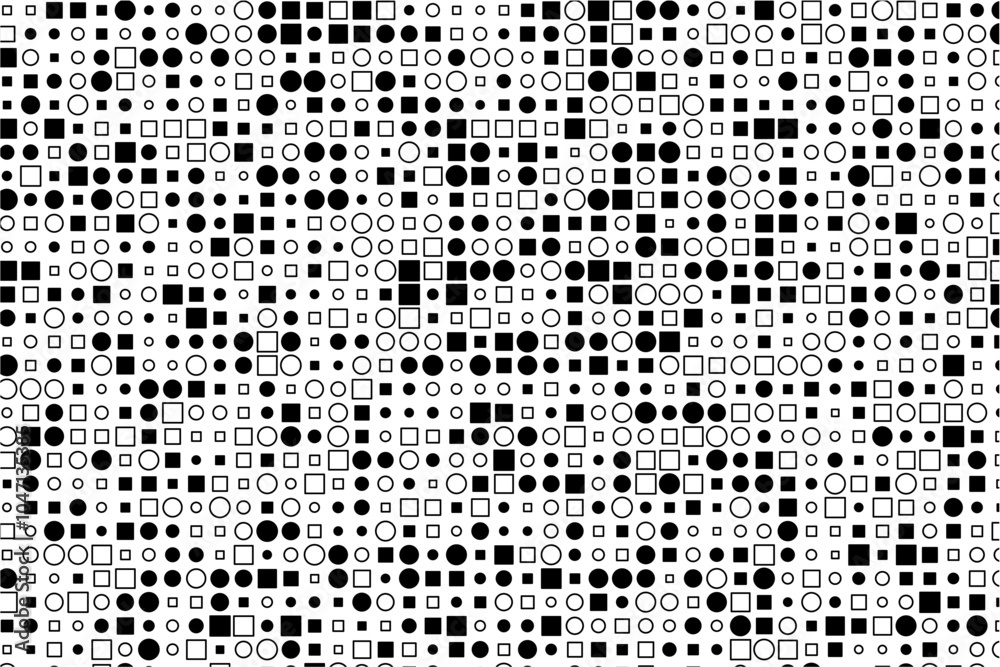 Aufkleber dynamic composition of black and white shapes in varying sizes