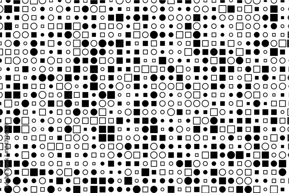 Aufkleber contrasting black and white shapes with randomized sizes and fill styles