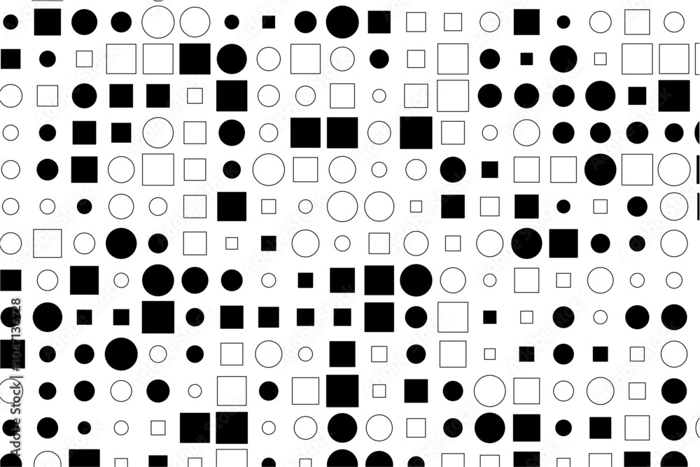 Poster visual harmony of squares and circles in monochrome design